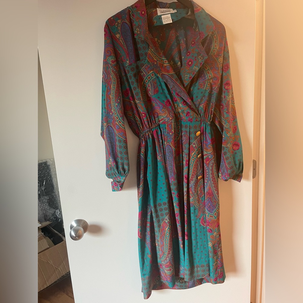 Vintage Paisley Long Sleeve Dress